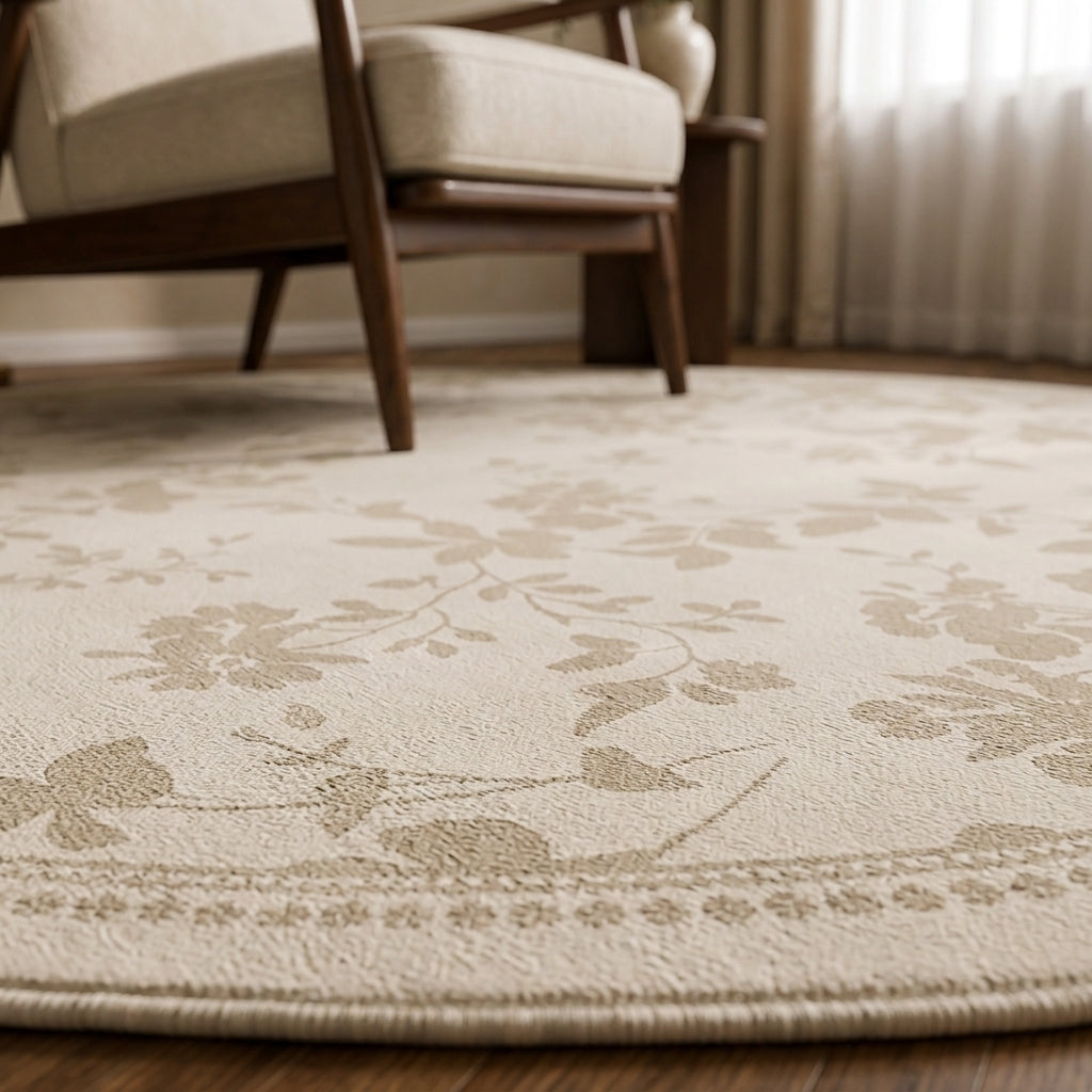 Close-up macro detail of Chun Jin botanical rug texture