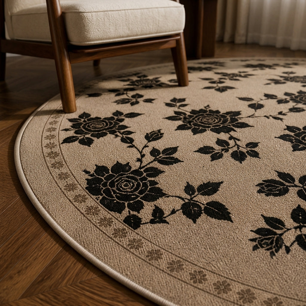 Close-up macro detail of Zanghua Forest botanical rug texture