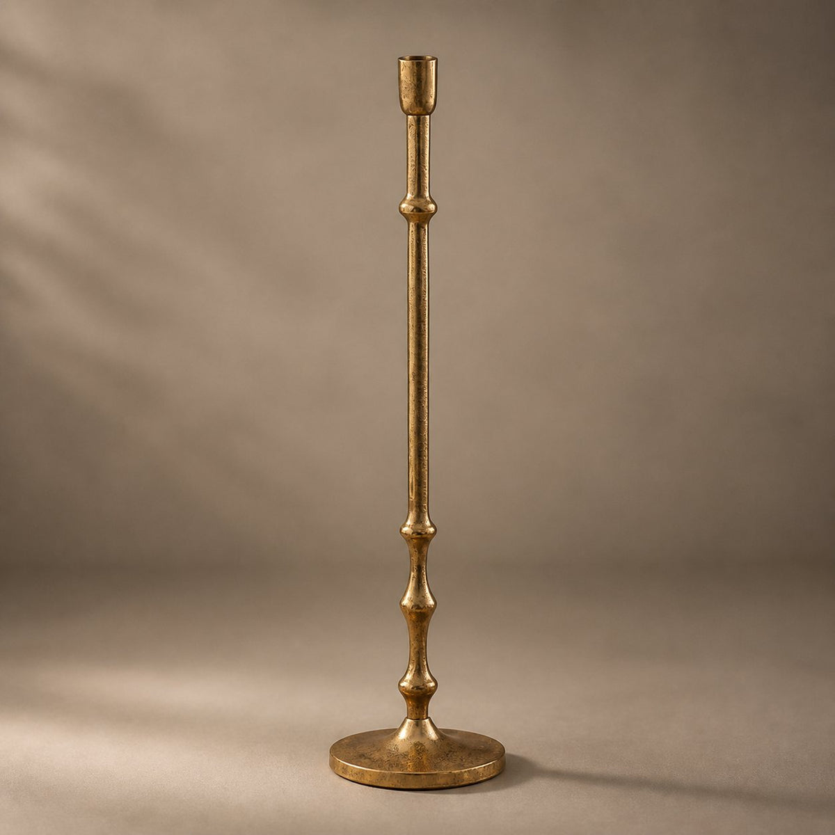 Hammered Brass-Tone Candlestick, Large (58.2cm), studio shot