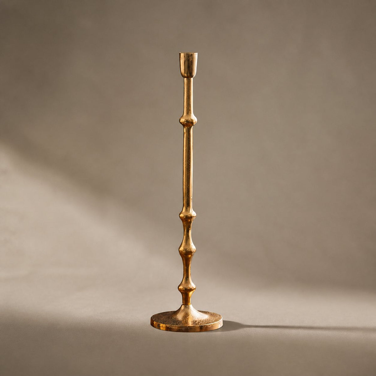 Hammered Brass-Tone Candlestick, Medium (48.5cm), studio shot