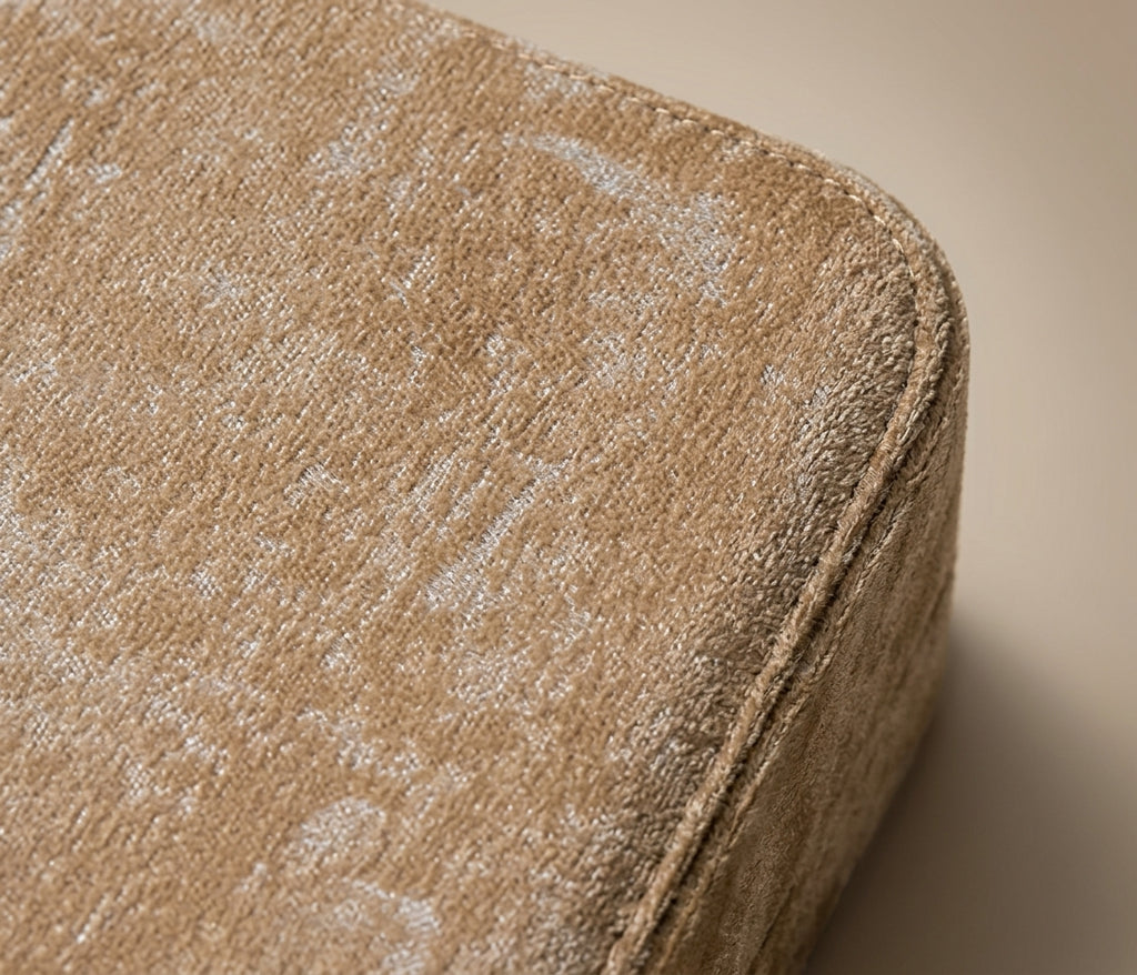 Velvet Travel Jewelry Case, Golden Brown, velvet texture close-up