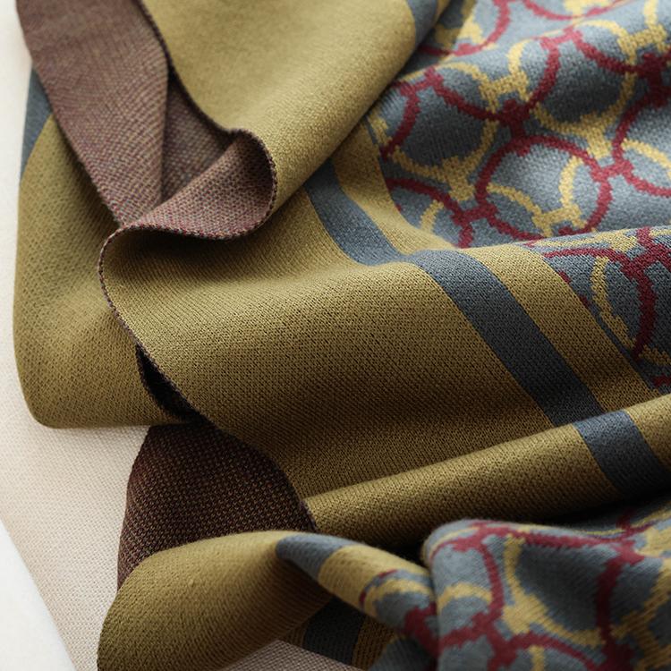 Reversible Geometric Knit Throw, Dusty Olive, fabric texture detail