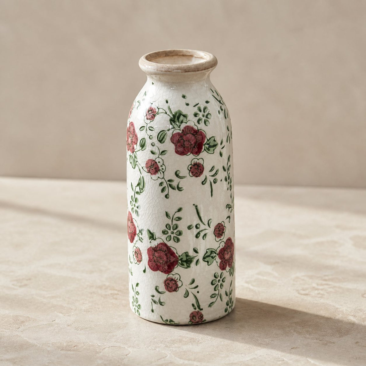 Painted Floral Bud Vase, Wild Rose pattern, Medium (19.7 cm)