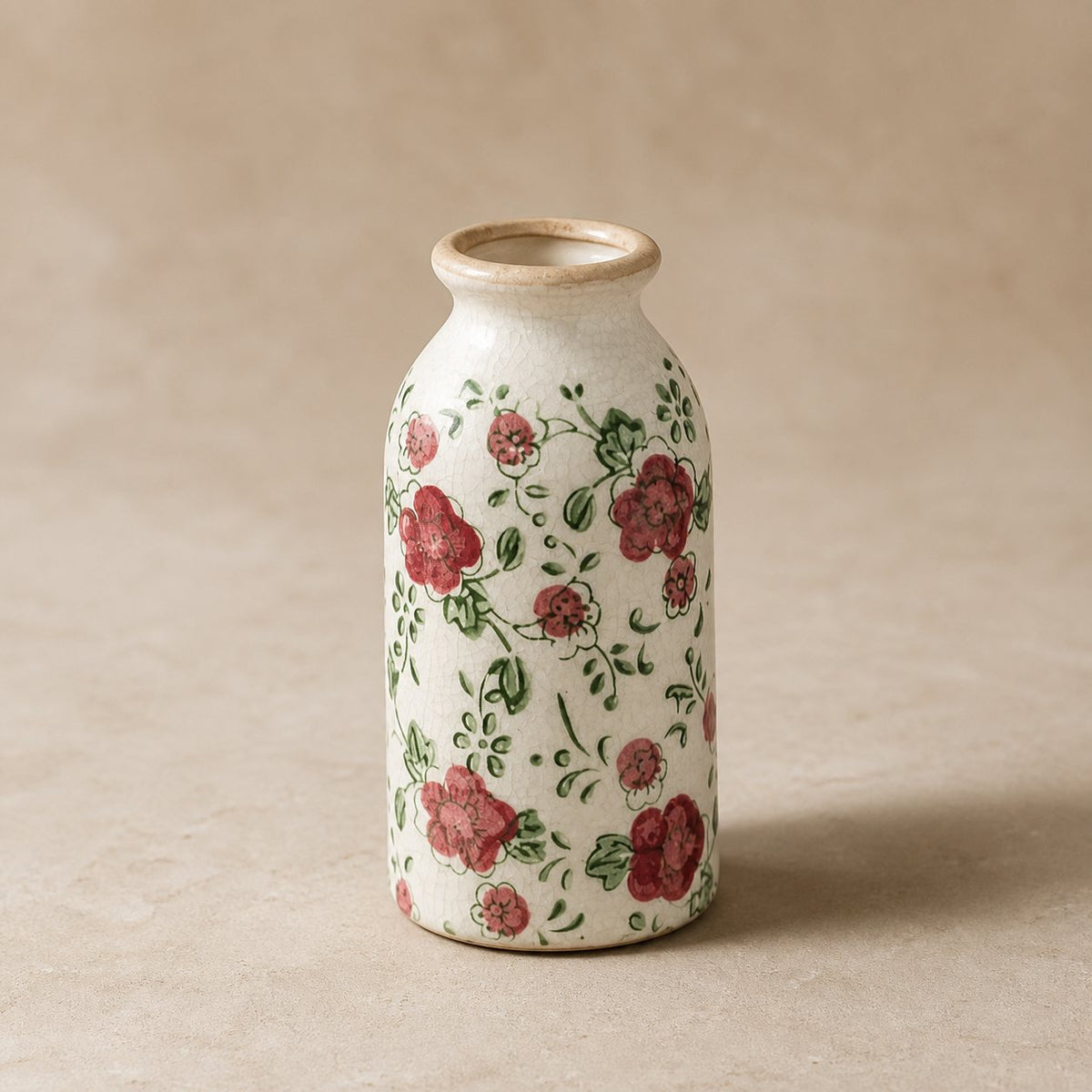 Painted Floral Bud Vase, Wild Rose pattern, Small (15.5 cm)
